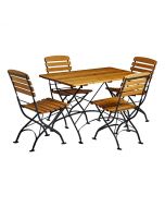 ARCH Rectangular Outdoor Dining Set - Table & 4 Chairs - Wood & Wrought Iron