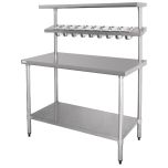 Vogue Stainless Steel Prep Station with Gantry - CB908 - 1200(W) x 600(D) x 1500(H)mm