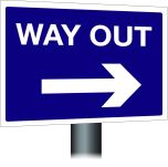 Way Out Sign - Right Arrow 300x400mm Post Mounted
