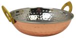 Copper Plated Kadai Dish With Brass Handles - 17cm CPK17