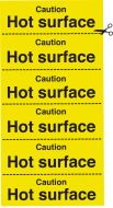 Caution hot surface. strip of 6. 100x200mm. S/A