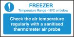 Check freezer temperature guide notice. 100x200mm. S/A