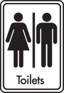 Toilets symbol with text. Black on white. F/M