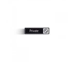 Private with Symbol Door Sign - White on black