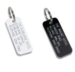 75x30mm Number/ 3 lines of text Engraved Key Fob. White or Black