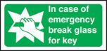 In case of emergency break glass for key. 100x200mm S/A