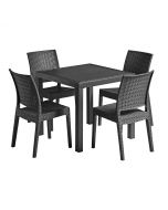 Florida Outdoor Dining Set - Table & 4 Chairs - Dark grey