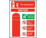 Water Fire Extinguisher Equipment Sign 200x140mm