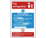 Dual Fire Extinguisher & Fire Action Safety Sign 300x200mm