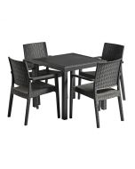 Ibiza Outdoor Dining Set - Table & 4 Armchairs - Dark Grey