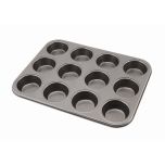 Carbon Steel Non-Stick 12 Cup Muffin Tray - Genware