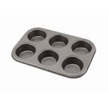 Carbon Steel Non-Stick 6 Cup Muffin Tray - Genware