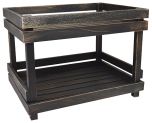 Black Washed Wooden Two Tier Display Shelves NAT-2TSB