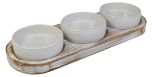 White Washed Wooden Dips Tray NAT-DTW