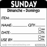 50mm Sunday Removable Day Label (500) - Genware