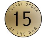 Table Number Discs Gold for Restaurant / Cafe / Pub - Please Order At The Bar - Pk 10