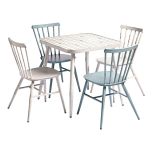 CAFÉ White & Blue Rustic Outdoor Dining Set – ZA.500.605PA
