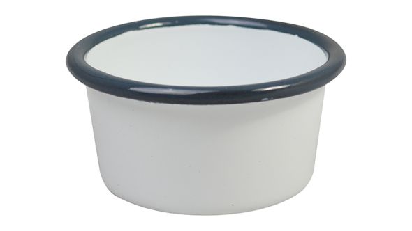 Enamel Ramekin with Grey Rim - 9cm (Dia)