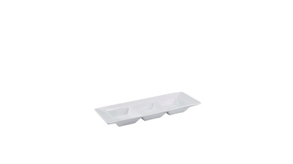 GenWare Porcelain Triple Dish 25.4 x 9cm/10 x 3.5"