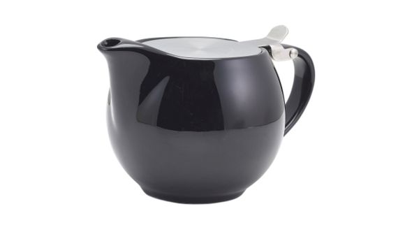 GenWare Porcelain Black Teapot with St/St Lid & Infuser 50cl/17.6oz