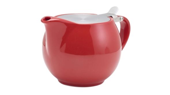 GenWare Porcelain Red Teapot with St/St Lid & Infuser 50cl/17.6oz