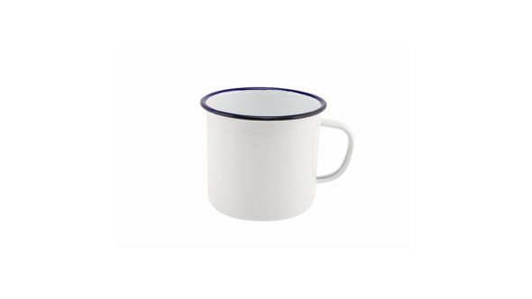 Enamel Mug White With Blue Rim 56.8cl / 20oz - Genware