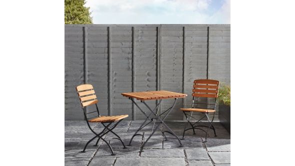 ARCH Outdoor Square Dining Set 2 Seats & Table - Wood & Wrought Iron