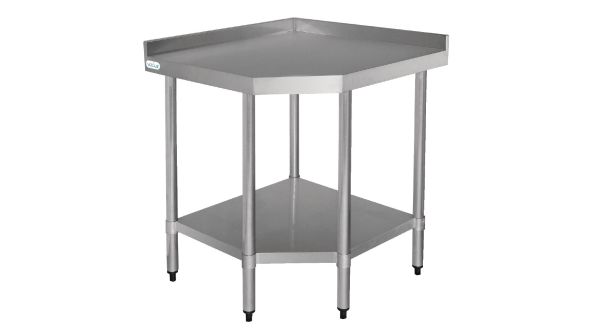 Vogue Stainless Steel Corner Table 600mm - CB907 - Size: 800(W) x 600(D) x 960(H)mm