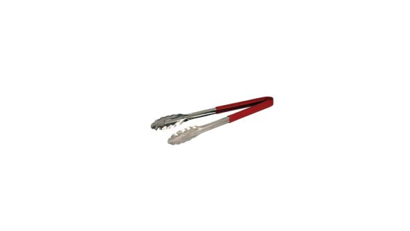 Genware Colour Coded Stainless Steel  Tong 31cm Red