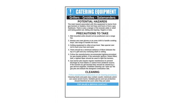 Grills and Griddles Catering Safety Sign - Mileta CE003