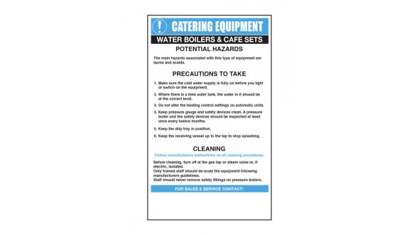 Water Boilers/Cafe Sets Catering Safety Sign - Mileta CE014