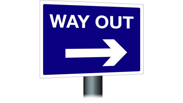 Way Out Sign - Right Arrow 300x400mm Post Mounted