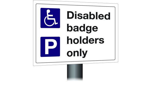 Disabled Badge Holders Parking Only Sign 300x400mm Wall Mounted