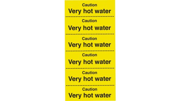 Caution very hot water. strip of 6. 100x200mm. S/A