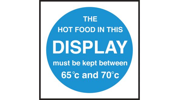 Hot food display temprature. 100x100mm. Self Adhesive Vinyl