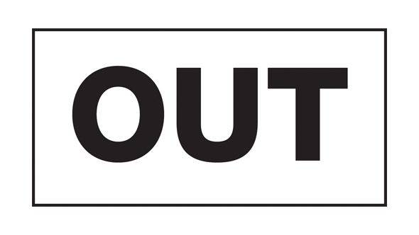 "OUT" catering door sign. 100x200mm. S/A