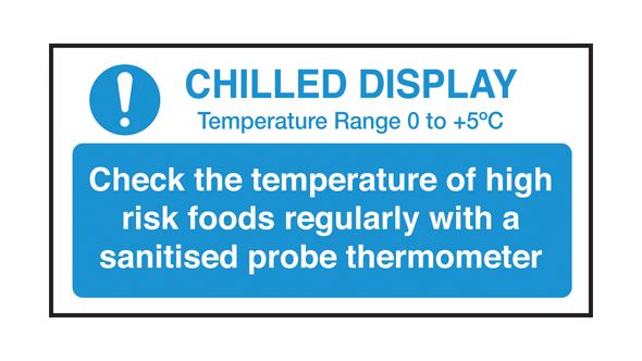 Check chilled display temperature guide notice. 100x200mm. S/A