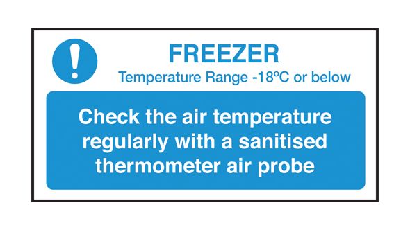 Check freezer temperature guide notice. 100x200mm. S/A