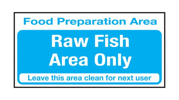 Food prep area . Raw fish area only. 100x200mm S/A