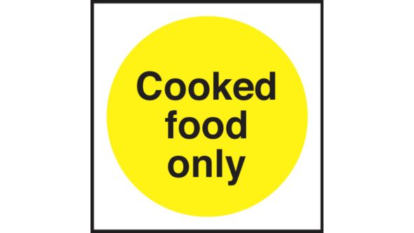 Cooked Food Only. 100x100mm. Self Adhesive Vinyl