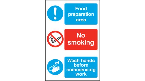 Food Prep Area/ No Smoking / Food Production Area. 300x200mm