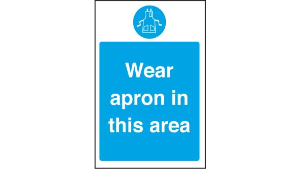 Wear apron in this area. 300x200mm. S/A