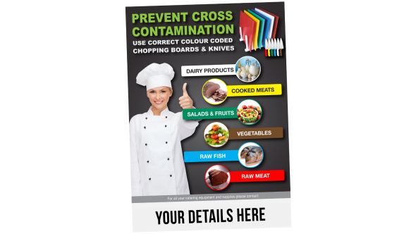 A4 Personalised Prevent cross Contamination Notice. S/A. Pack of 20