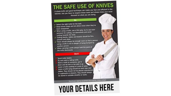 A5 Personalised The Safe Use of Knives Notice. S/A. Pack of 20