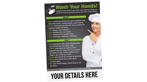 A4 Personalised Wash Your Hands Notice. S/A. Pack of 20