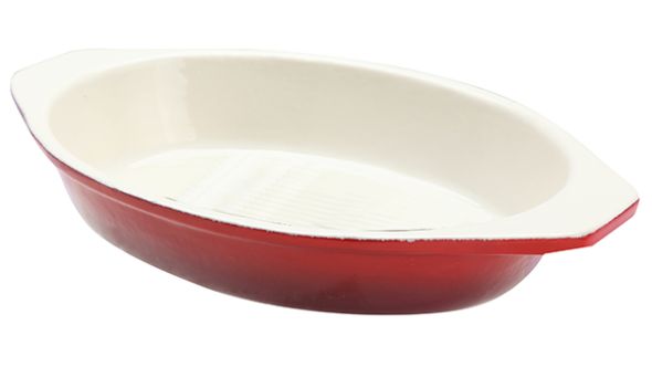 Red Cast Iron Oval Dish 20 x 15 x 4 cm - 1.5 Litre Sunnex CST20R