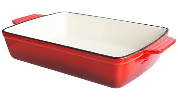 Red Cast Iron Dish Rectangular 28 x 22 x 6.5 cm 2 Litres Sunnex CST28R