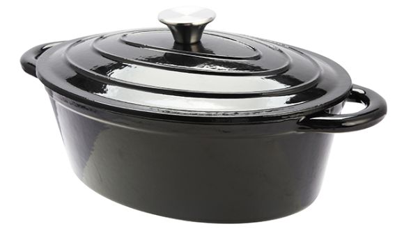 Black Cast Iron Oval Casserole Pot 29 x 20 x 11 cm 3.5L Sunnex CSTOCA24K