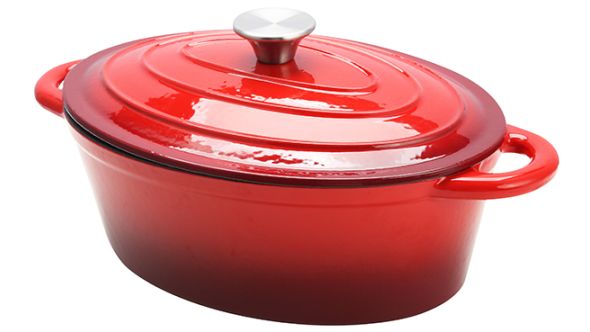 Red Cast Iron Oval Casserole Pot 29 x 20 x 11 cm 3.5L Sunnex CSTOCA24R