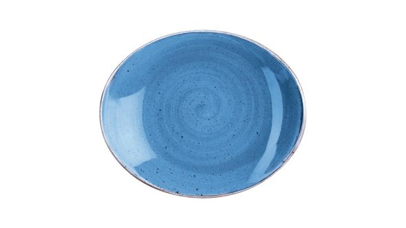 Churchill Stonecast Oval Plate Cornflower Blue 197 x 160mm - DF775 - pk 12